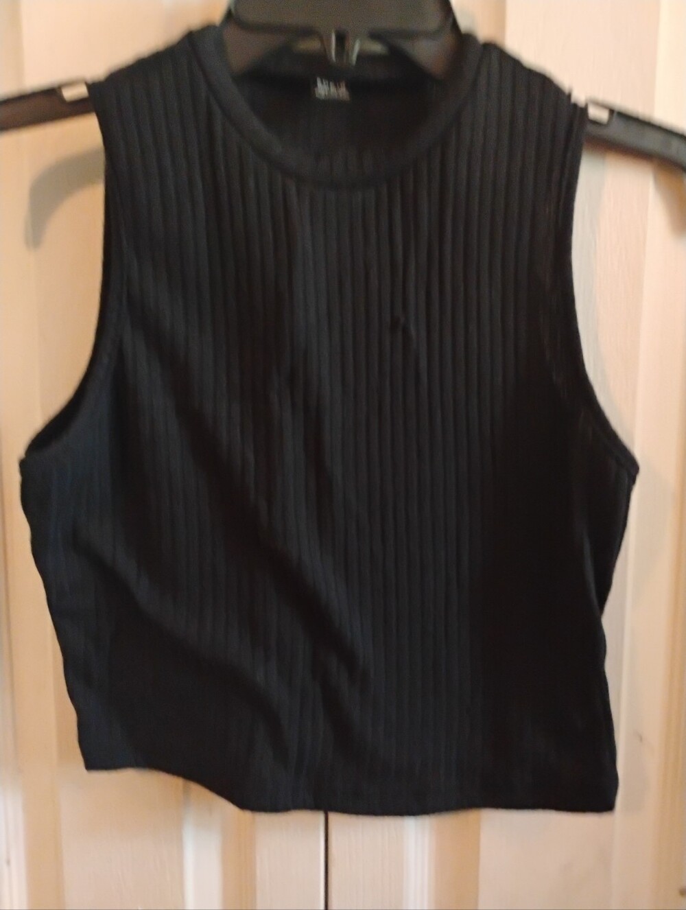 SHEIN Women's Black Ribbed Sleeveless Tank Top Size Large (8/10)